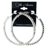 AB Finish Hoop-Earrings Crystal Accents Silver-Tone & Multi #LQE4456