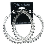Chain Hoop-Earrings With Crystal Accents  Silver-Tone Color #LQE4462