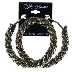 Antiqued Twist Hoop-Earrings Gold-Tone Color  #LQE4465