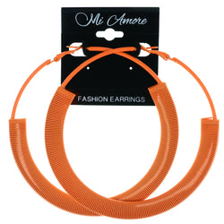 Spring-Like Matte Finish Hoop-Earrings Orange Color  #LQE4468