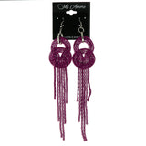 Pink & Silver-Tone Colored Metal Dangle-Earrings With tassel Accents #LQE4476