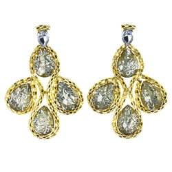 Gold-Tone Metal Drop-Dangle-Earrings With Crystal Accents #LQE4478