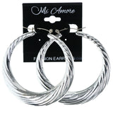 Silver-Tone Acrylic Hoop-Earrings #LQE4481