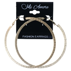 Textured Hoop-Earrings Gold-Tone Color  #LQE4482
