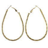 Textured Hoop-Earrings Gold-Tone Color  #LQE4484