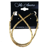 Textured Hoop-Earrings Gold-Tone Color  #LQE4484