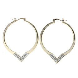 Gold-Tone Metal Hoop-Earrings With Crystal Accents #LQE4485