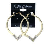 Gold-Tone Metal Hoop-Earrings With Crystal Accents #LQE4485