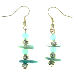 Faceted Dangle-Earrings With Stone Accents Green & Gold-Tone Colored #LQE4487