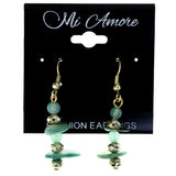Faceted Dangle-Earrings With Stone Accents Green & Gold-Tone Colored #LQE4487