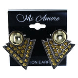 Spike Stud-Earrings With Bead Accents Gold-Tone & Black Colored #LQE4489