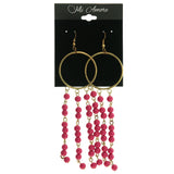 Gold-Tone Metal Dangle-Earrings With Pink Bead Accents