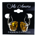 Heart Dangle-Earrings With Crystal Accents Yellow & Silver-Tone Colored #LQE4496