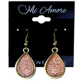 Peach & Gold-Tone Colored Metal Dangle-Earrings #LQE4498