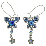 Mi Amore Butterfly Drop-Dangle-Earrings Silver-Tone/Blue