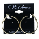 Textured Hoop-Earrings Gold-Tone Color  #LQE4509