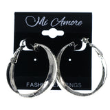 Silver-Tone Metal Hoop-Earrings #LQE4510