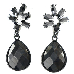 Faceted Drop-Dangle-Earrings Black & Silver-Tone Colored #LQE4512