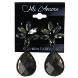 Faceted Drop-Dangle-Earrings Black & Silver-Tone Colored #LQE4512