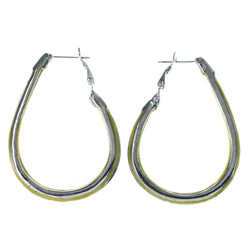 Silver-Tone & Yellow Colored Metal Hoop-Earrings #LQE4515