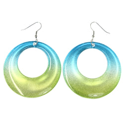 Green & Blue Colored Acrylic Dangle-Earrings #LQE4517