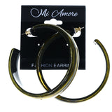 Gold-Tone & Black Colored Acrylic Dangle-Earrings #LQE4518