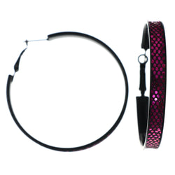 Black & Pink Colored Metal Hoop-Earrings #LQE4520