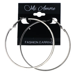Silver-Tone Metal Hoop-Earrings #LQE4521