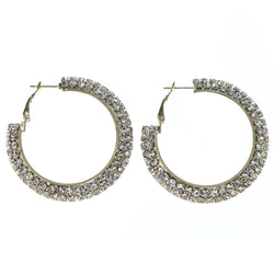 Gold-Tone Metal Hoop-Earrings With Crystal Accents #LQE4525