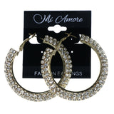 Gold-Tone Metal Hoop-Earrings With Crystal Accents #LQE4525