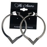 Silver-Tone & Black Colored Metal Hoop-Earrings #LQE4528