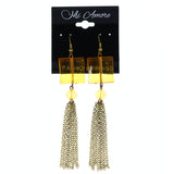 Faceted Antiqued Dangle-Earrings tassel Accents Yellow & Gold-Tone