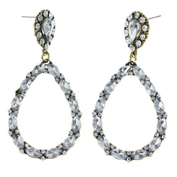 Silver-Tone & Gold-Tone Metal Dangle-Earrings Crystal Accents #LQE4537