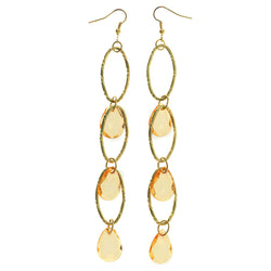 Gold-Tone Metal -Dangle-Earrings With Orange Crystal Accents