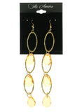 Gold-Tone Metal -Dangle-Earrings With Orange Crystal Accents