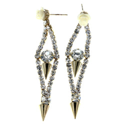 Rose Spike -Dangle-Earrings Crystal Accents Silver-Tone & Gold-Tone