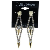 Rose Spike -Dangle-Earrings Crystal Accents Silver-Tone & Gold-Tone