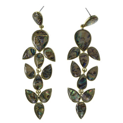 Tear Shape -Dangle-Earrings Stone Accents Brown & Multi #LQE4544