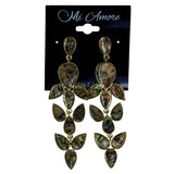 Tear Shape -Dangle-Earrings Stone Accents Brown & Multi #LQE4544