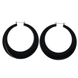Black & Silver-Tone Colored Metal Hoop-Earrings #LQE4546