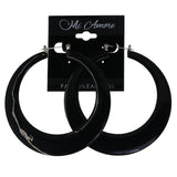 Black & Silver-Tone Colored Metal Hoop-Earrings #LQE4546
