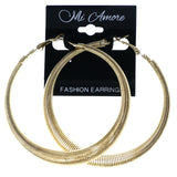 Spring-Like Hoop-Earrings Gold-Tone Color  #LQE4549