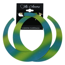 Blue & Green Colored Metal Dangle-Earrings #LQE4550
