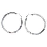 Cut Out Polka Dot Hoop-Earrings Silver-Tone Color  #LQE4555