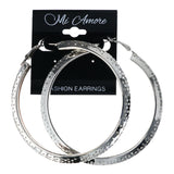 Cut Out Polka Dot Hoop-Earrings Silver-Tone Color  #LQE4555