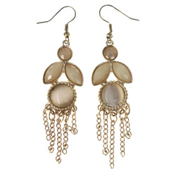 Faceted Dangle-Earrings With tassel Accents Peach & Gold-Tone Colored #LQE4556