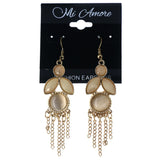 Faceted Dangle-Earrings With tassel Accents Peach & Gold-Tone Colored #LQE4556