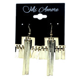 Gold-Tone Metal Dangle-Earrings With Drop Accents #LQE4557