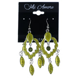 Leaf Dangle-Earrings With Drop Accents Yellow & Silver-Tone Colored #LQE4558