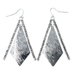 Textured Dangle-Earrings With Crystal Accents  Silver-Tone Color #LQE4559